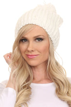 Charger l&#39;image dans la galerie, Lax Wide Unisex Cable Knit Large Pom Pom Bobble Beanie Hat Cap

