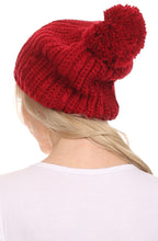 Charger l&#39;image dans la galerie, Lax Wide Unisex Cable Knit Large Pom Pom Bobble Beanie Hat Cap
