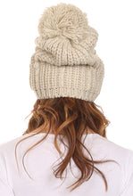 Charger l&#39;image dans la galerie, Lax Wide Unisex Cable Knit Large Pom Pom Bobble Beanie Hat Cap
