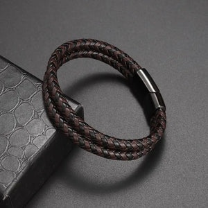 Classic Hand Woven Multi-Layered Leather Bracelet - Vegan leather - Imported