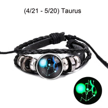 Cargar imagen en el visor de la galería, Pulsera de cuero de los 12 signos del zodíaco
