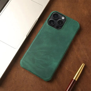 Funda de cuero genuino para iPhone Estética vintage - Cuero vegano - Importado