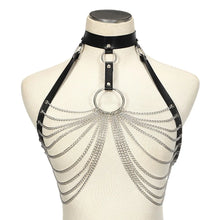 Load image into Gallery viewer, Goth Leather Body Harness Chain Bra
