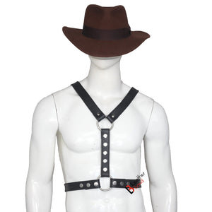 Double Folded Real Cowhide Leather Harness for Men Y shape Chest Harness Shoulder Harness Men Fetish Wear