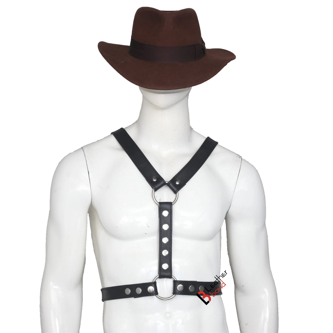 Double Folded Real Cowhide Leather Harness for Men Y shape Chest Harness Shoulder Harness Men Fetish Wear