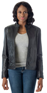 REED Women's Moto Leather Fashion Jacket - Genuine Leather Coat - Imported