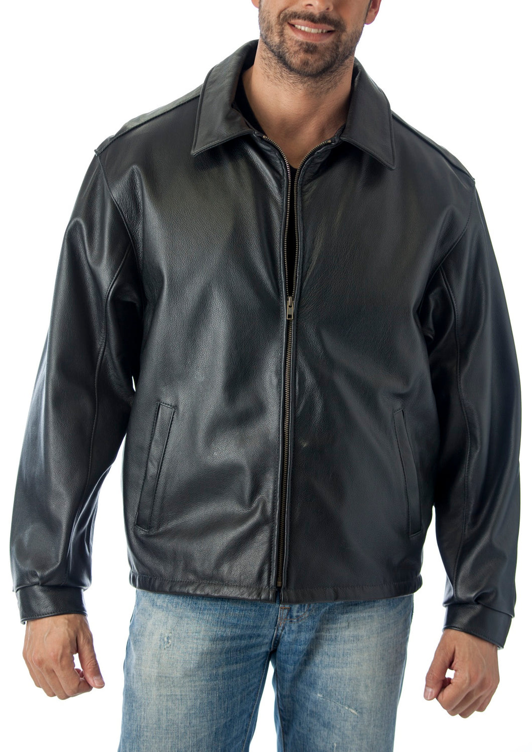 Big and Tall Casual Leather CowHide  Jacket Union Made in USA
