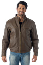 Cargar imagen en el visor de la galería, Contemporary Stand Up Collar Leather Jacket - Reed Classic Men&#39;s Fit - Imported
