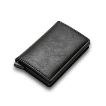 Charger l&#39;image dans la galerie, RFID Black Magic Trifold Leather Slim Mini Wallet - Cuir végétalien - Importé
