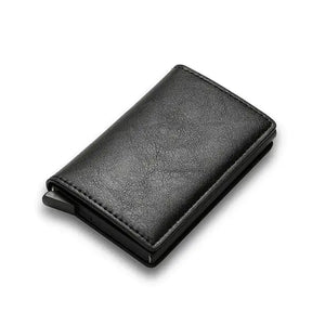 RFID Black Magic Trifold Leather Slim Mini Wallet - Vegan leather - Imported