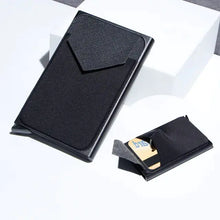 Charger l&#39;image dans la galerie, RFID Black Magic Trifold Leather Slim Mini Wallet - Cuir végétalien - Importé
