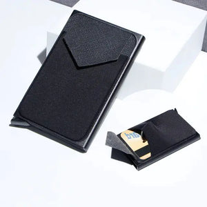 RFID Black Magic Trifold Leather Slim Mini Wallet - Vegan leather - Imported