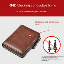 Charger l&#39;image dans la galerie, men Wallet Rfid Leather Wallet Zipper Business Card Holder Purse Wallet Men
