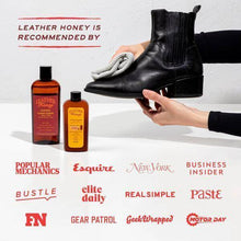 Cargar imagen en el visor de la galería, Large Leather Care Kit with leather conditioner, cleaner, and application cloths, recommended by top publications for leather maintenance.
