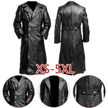 Load image into Gallery viewer, BLACK LEATHER TRENCH COAT - Vegan leather Jacket
