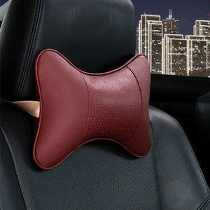 Almohada de cuero PU para el cuello del coche para aliviar el dolor de cabeza - Cuero vegano - Importado