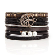 Load image into Gallery viewer, Summer Leather Charm Bracelet with Pearls and Magnet Buckle - Vegan leather - Imported
