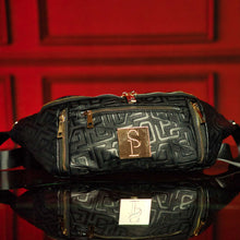 Load image into Gallery viewer, Black Monogram Leather Crossbody Bag
