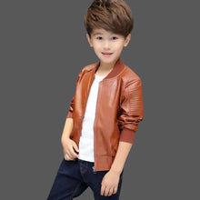 Load image into Gallery viewer, Boy&#39;s Leather and Fur Jacket - Vegan leather - Imported
