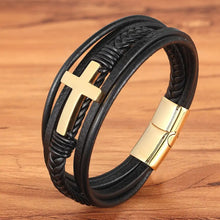 Load image into Gallery viewer, Cross Leather Bracelet - Vegan leather - Imported
