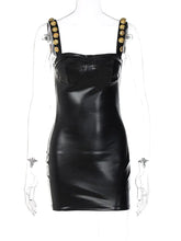 Load image into Gallery viewer, Elegant Sleeveless PU Leather Mini Dress - Vegan leather - Imported
