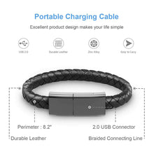 Cargar imagen en el visor de la galería, Cables de datos portátiles de cuero para teléfono - Cuero vegano - Importado
