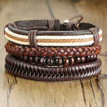 Load image into Gallery viewer, Vnox 4Pcs/ Set Braided Wrap Leather Bracelets - Vegan leather - Imported
