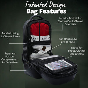 Black Leather Luxury Carry On Backpack (Patented Signature Design)