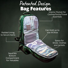 Charger l&#39;image dans la galerie, Emerald Green Leather Luxury Carry-On Backpack (Patented Signature Design)
