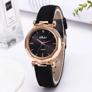 Fashion Women Leather Casual Watch - Vegan leather - Imported