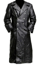 Load image into Gallery viewer, BLACK LEATHER TRENCH COAT - Vegan leather Jacket
