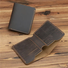 Charger l&#39;image dans la galerie, Simple Mad Horse Leather Men&#39;s Bag, Real Cow Leather Card Bag, Simple Retro ID Card, Driver&#39;s License Zero Mens Wallet
