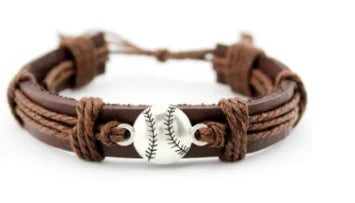 Sports Charm Leather Bracelets