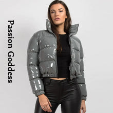 Load image into Gallery viewer, Shiny PU Leather Winter Jacket - Vegan leather - Imported
