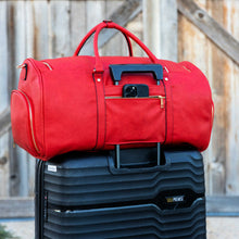 Load image into Gallery viewer, Red Tumbled Leather Duffle Bag (New Weekender Design)
