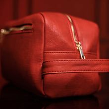 Load image into Gallery viewer, Red Tumbled Leather Toiletry Bag
