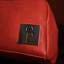 Load image into Gallery viewer, Red Tumbled Leather Toiletry Bag
