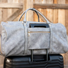 Charger l&#39;image dans la galerie, Grey Tumbled Luciano Leather Duffle Bag (New Weekender Design)
