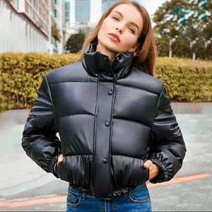 Winter Thick PU Leather Coats Women