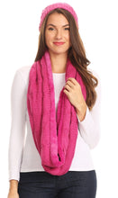 Charger l&#39;image dans la galerie, Olliey Long Wide Classic Cable Knit Fur Lined Infinity Scarf And Hat Set
