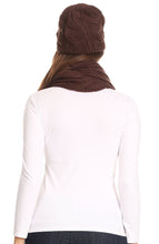 Charger l&#39;image dans la galerie, Olliey Long Wide Classic Cable Knit Fur Lined Infinity Scarf And Hat Set
