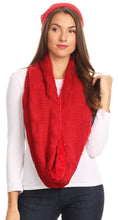 Charger l&#39;image dans la galerie, Olliey Long Wide Classic Cable Knit Fur Lined Infinity Scarf And Hat Set
