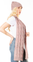 Charger l&#39;image dans la galerie, Coline Soft Heather Chunky Cable knit Hat and Scarf Set Warm Cozy Winter
