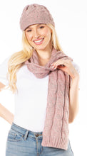 Charger l&#39;image dans la galerie, Coline Soft Heather Chunky Cable knit Hat and Scarf Set Warm Cozy Winter
