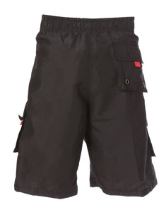 Men's Contrast Striped Solid Color Swim Trunks for Surfing and Skating