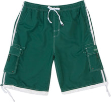 Load image into Gallery viewer, Men&#39;s Contrast Striped Solid Color Swim Trunks for Surfing and Skating
