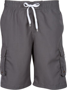 Men's Contrast Striped Solid Color Swim Trunks for Surfing and Skating