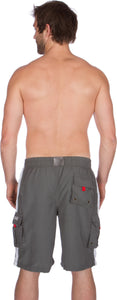 Men's Contrast Striped Solid Color Swim Trunks for Surfing and Skating