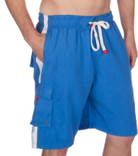 Load image into Gallery viewer, Men&#39;s Contrast Striped Solid Color Swim Trunks for Surfing and Skating

