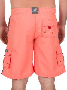 Men's Contrast Striped Solid Color Swim Trunks for Surfing and Skating
